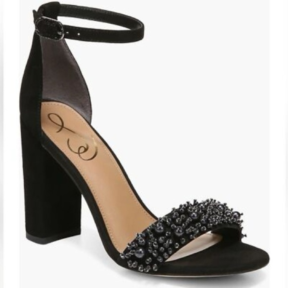 *NEW* Sam Edelman Yaro Perla‎ Black Embellished Heels Shoes Size 9 A57